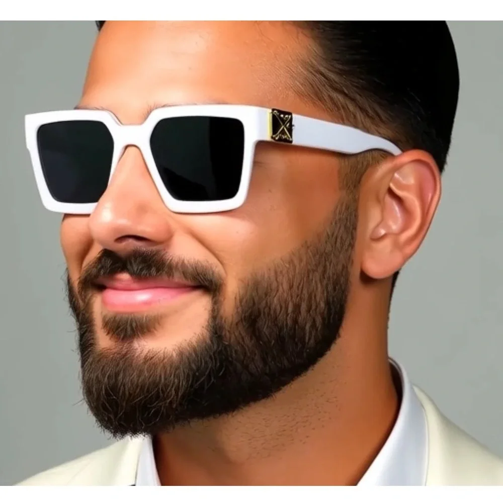 Square Sunglasses White Frame Fashion Trendy Sun Glasses Retro Rectangular Gafas